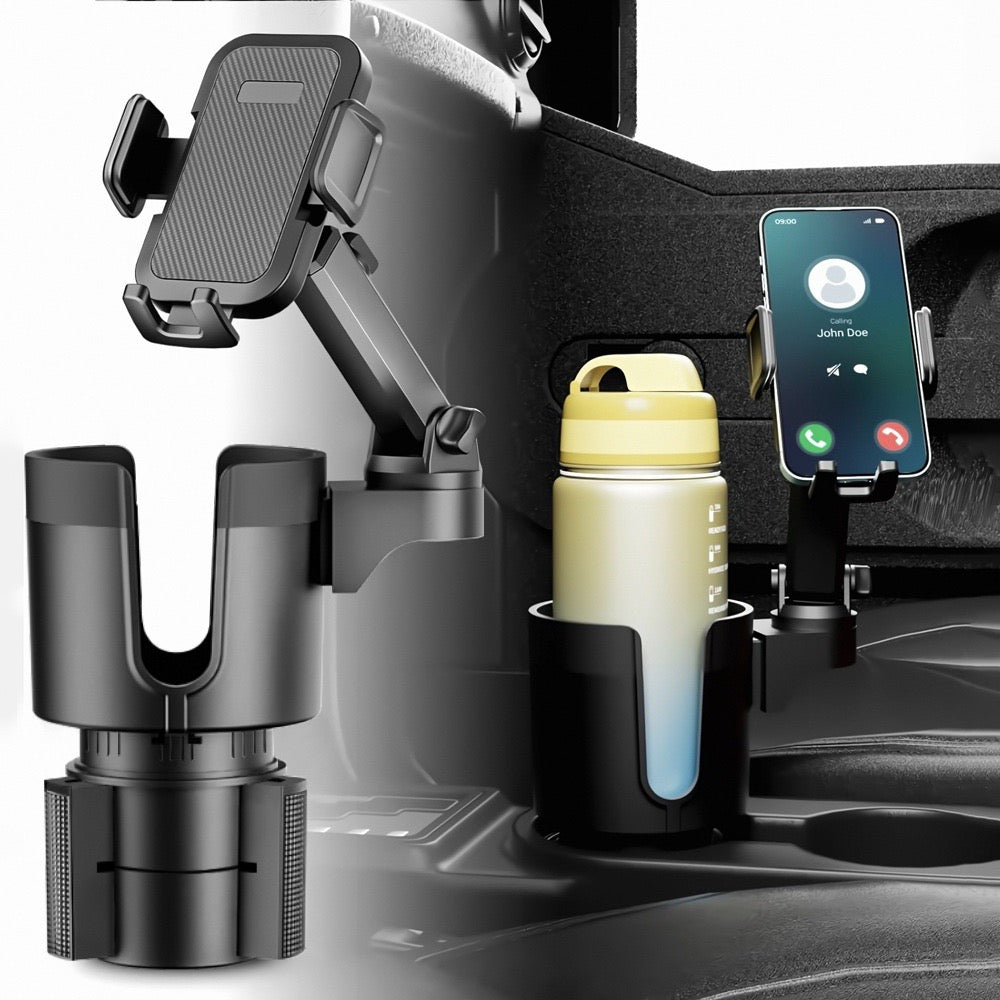 2-in-1 Adjustable Car Phone Holder with Cup Holder